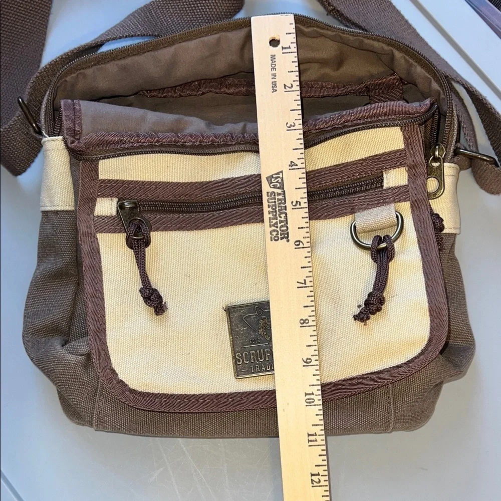 Small Messenger Bag Brown and Cream Men’s Canvas Scruffy Dog Australia
